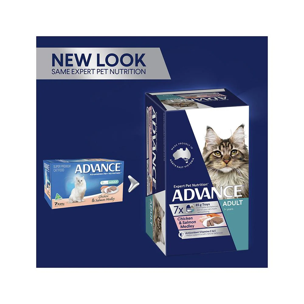 ADVANCE Chicken & Salmon Medley Cat Food for Adult Cats 7x85g - Image 3