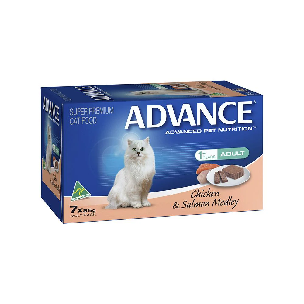 ADVANCE Chicken & Salmon Medley Cat Food for Adult Cats 7x85g - Image 4