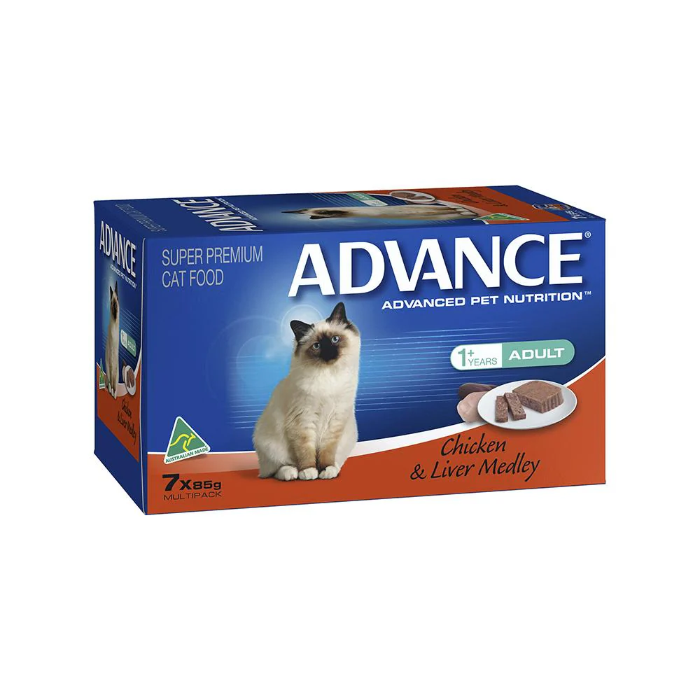 ADVANCE Chicken & Liver Medley Cat Food for Adult Cats 7x85g - Image 4