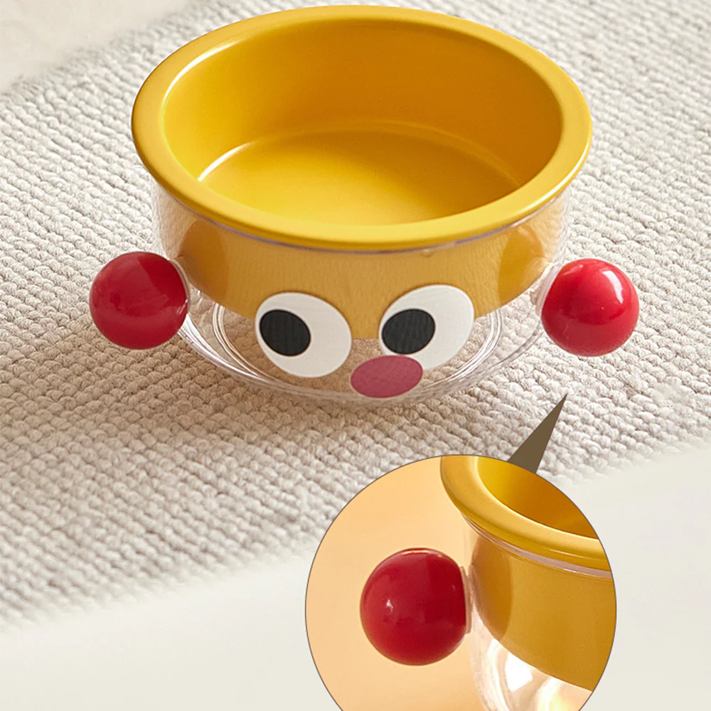 Anti-Tip Ergonomic Food & Water Bowl Set Ceramic Double Cat Bowl - Yellow Big Eye - Image 8