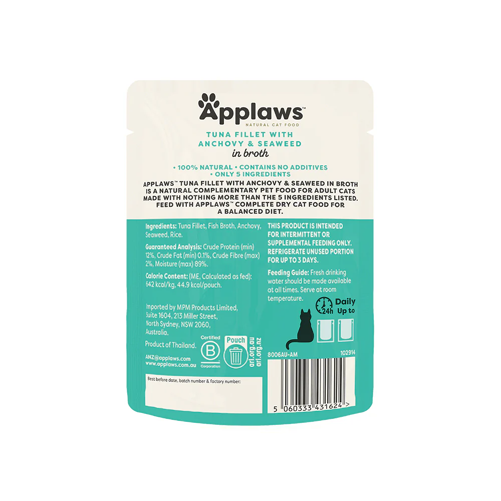 APPLAWS Tuna with Anchovy Wet Cat Food Pouch - Image 2