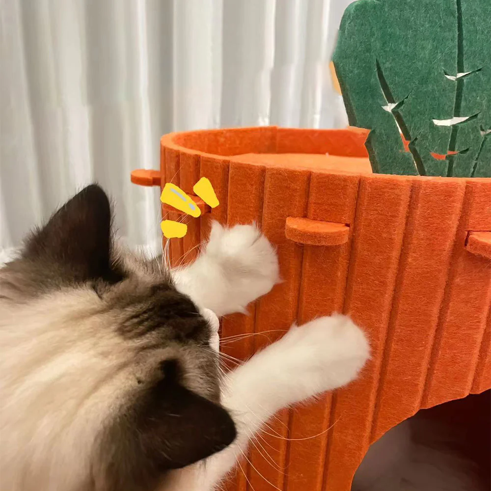 Assembled Carrot Barrel Felt Cat Bed - Image 3