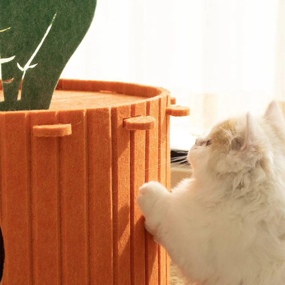 Assembled Carrot Barrel Felt Cat Bed - Image 4