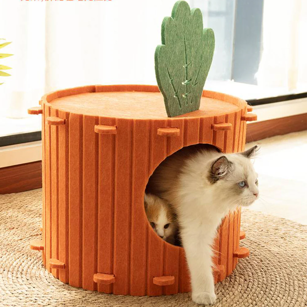 Assembled Carrot Barrel Felt Cat Bed - Image 7