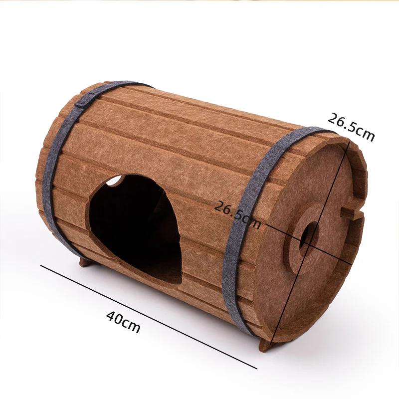 Assembled Wine Barrel Felt Cat Bed - Image 2