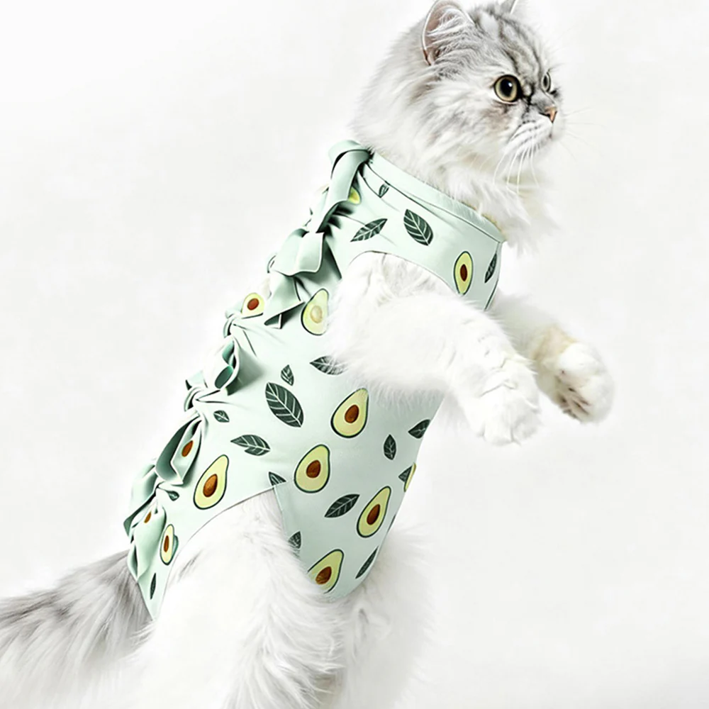 Avocado Cat Recovery Suit β Post-Surgery Anti-Lick Breathable Bodysuit - Image 3
