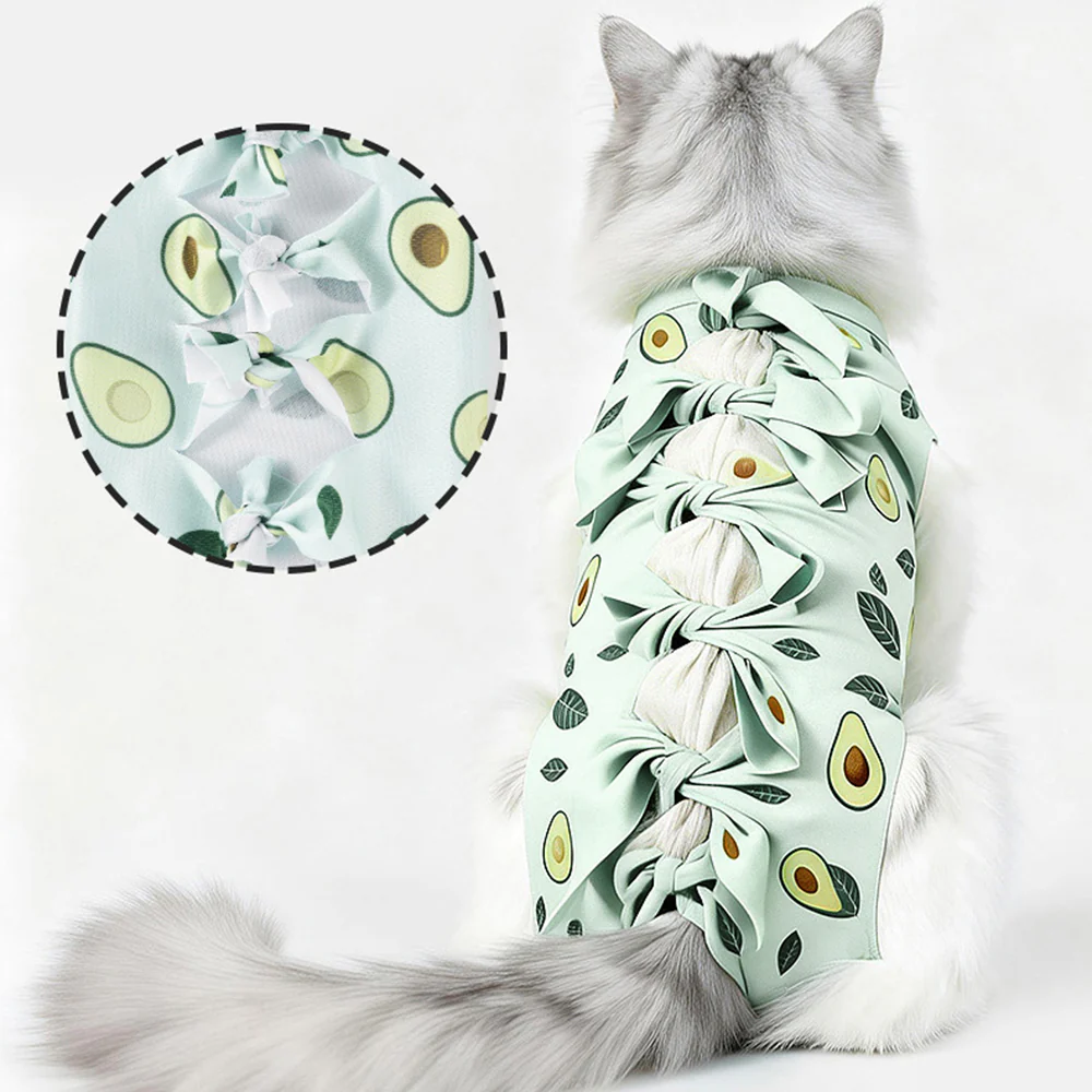 Avocado Cat Recovery Suit β Post-Surgery Anti-Lick Breathable Bodysuit - Image 4