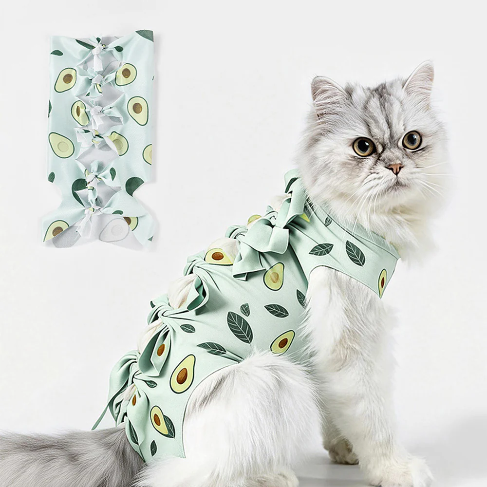 Avocado Cat Recovery Suit β Post-Surgery Anti-Lick Breathable Bodysuit - Image 5