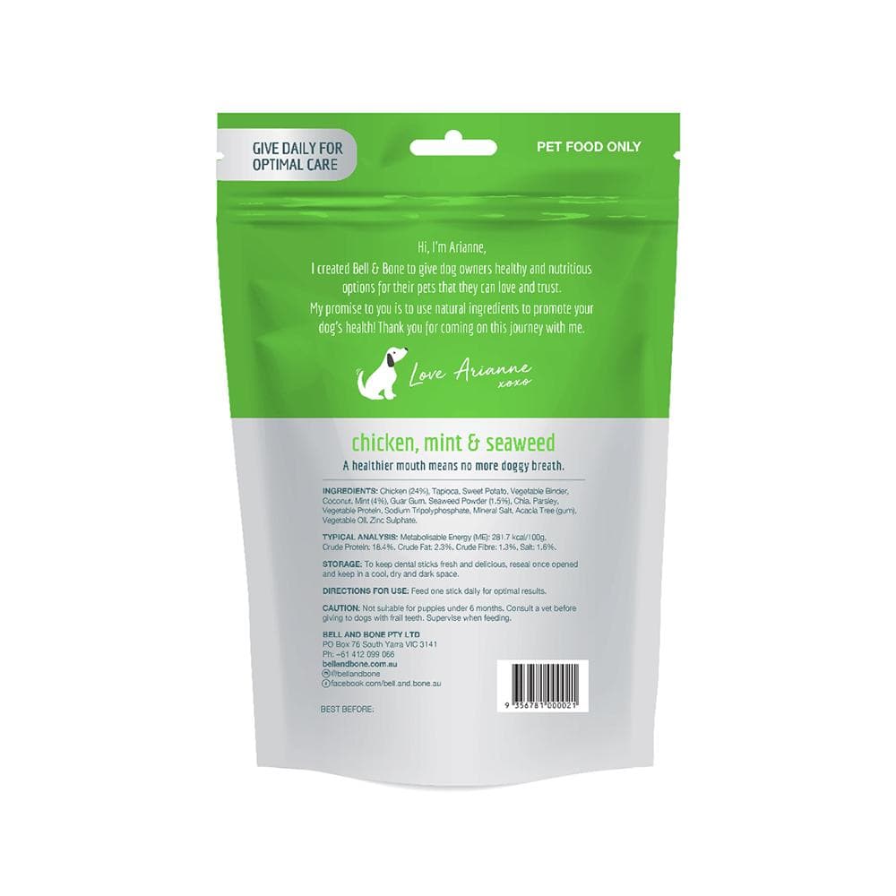 BELL & BONE Chicken, Mint & Seaweed Dental Stick Dog Treats 231g (large) - Image 2