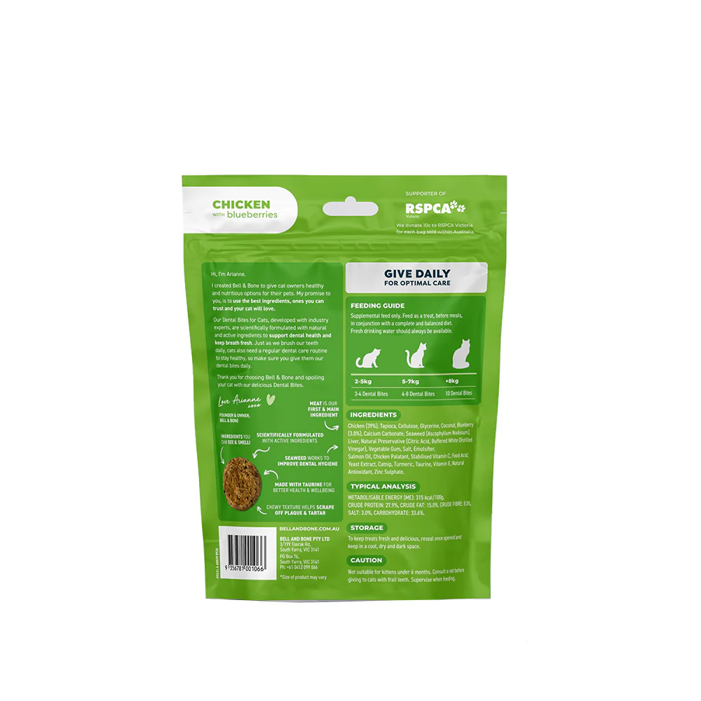 BELL & BONE Dental Bites Chicken With Blueberries Cat Treats 80g - Image 2