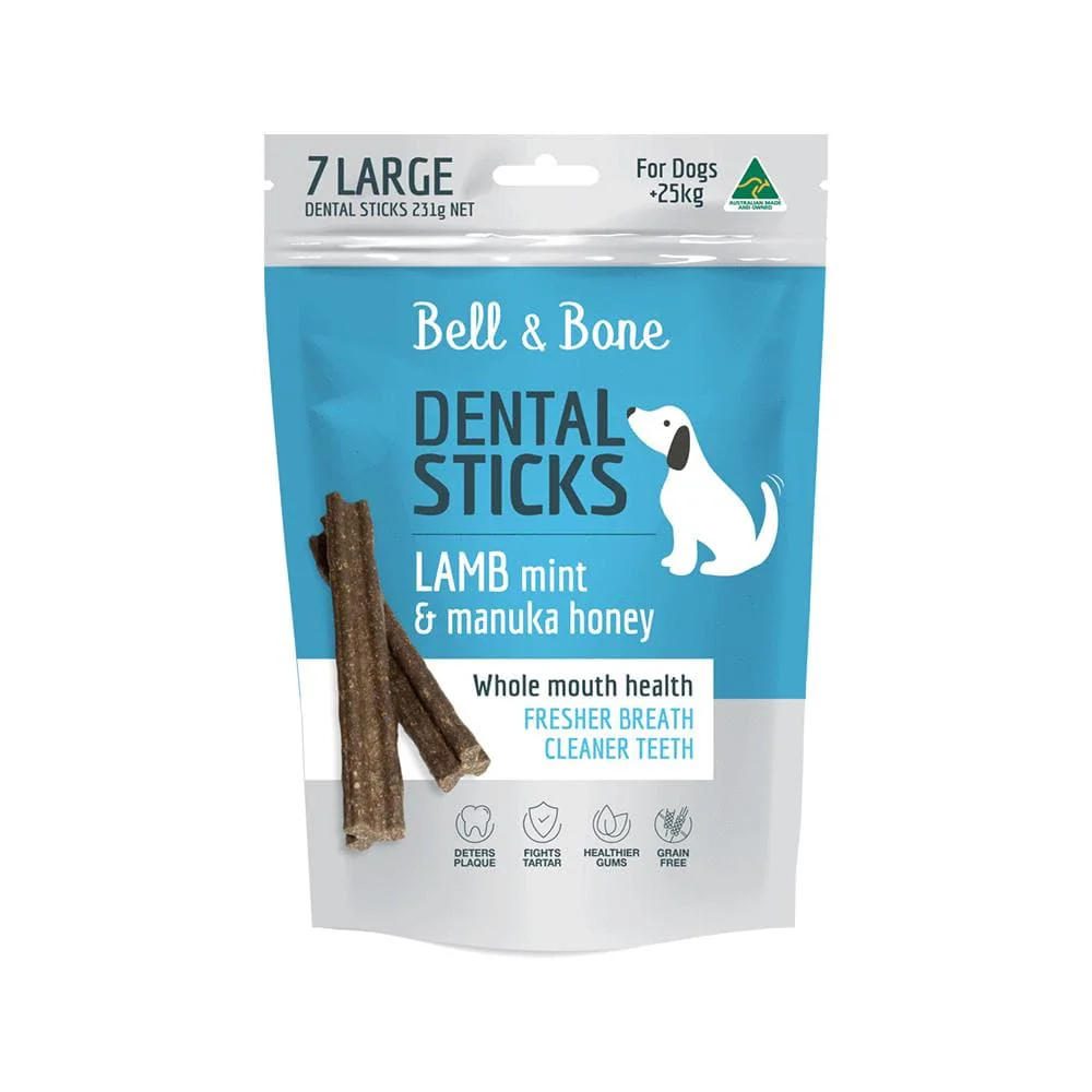 BELL & BONE Lamb, Mint & Manuka Honey Dental Stick Dog Treats 231g (Large)