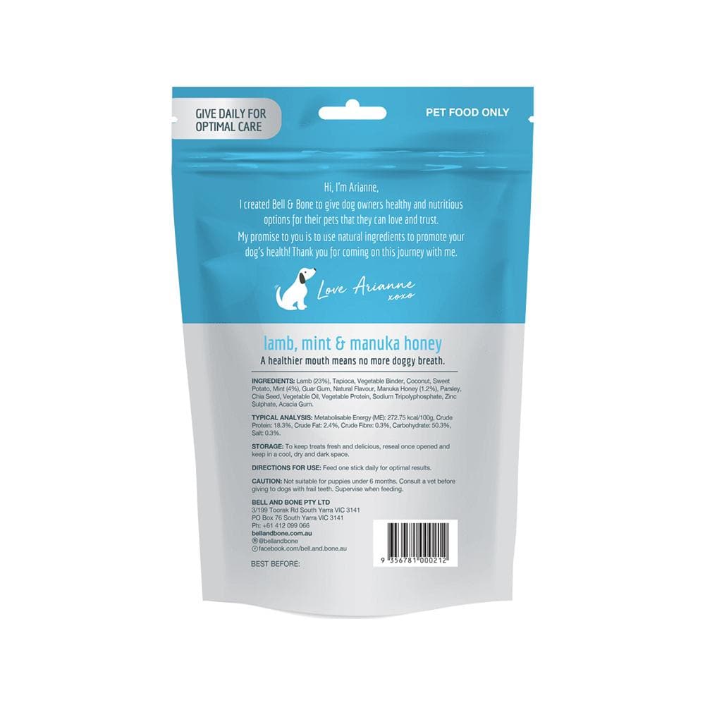 BELL & BONE Lamb, Mint & Manuka Honey Dental Stick Dog Treats 231g (Large) - Image 2