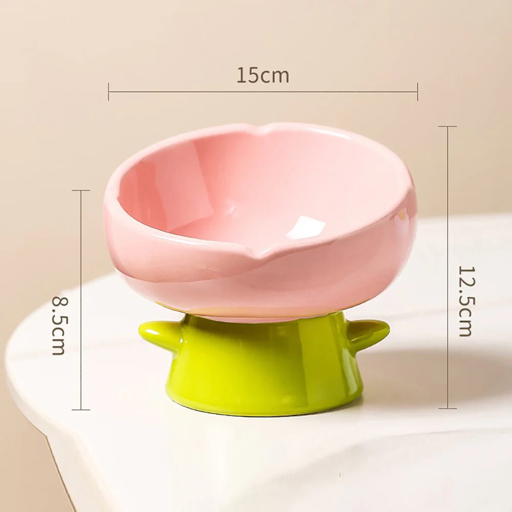 Beveled Ceramic Petal Pet Bowl 220ml - Image 4