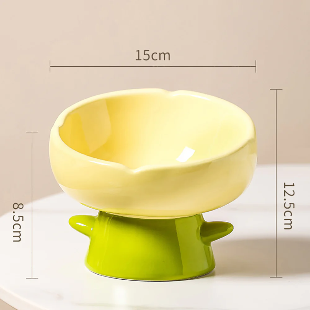Beveled Ceramic Petal Pet Bowl 220ml - Image 5
