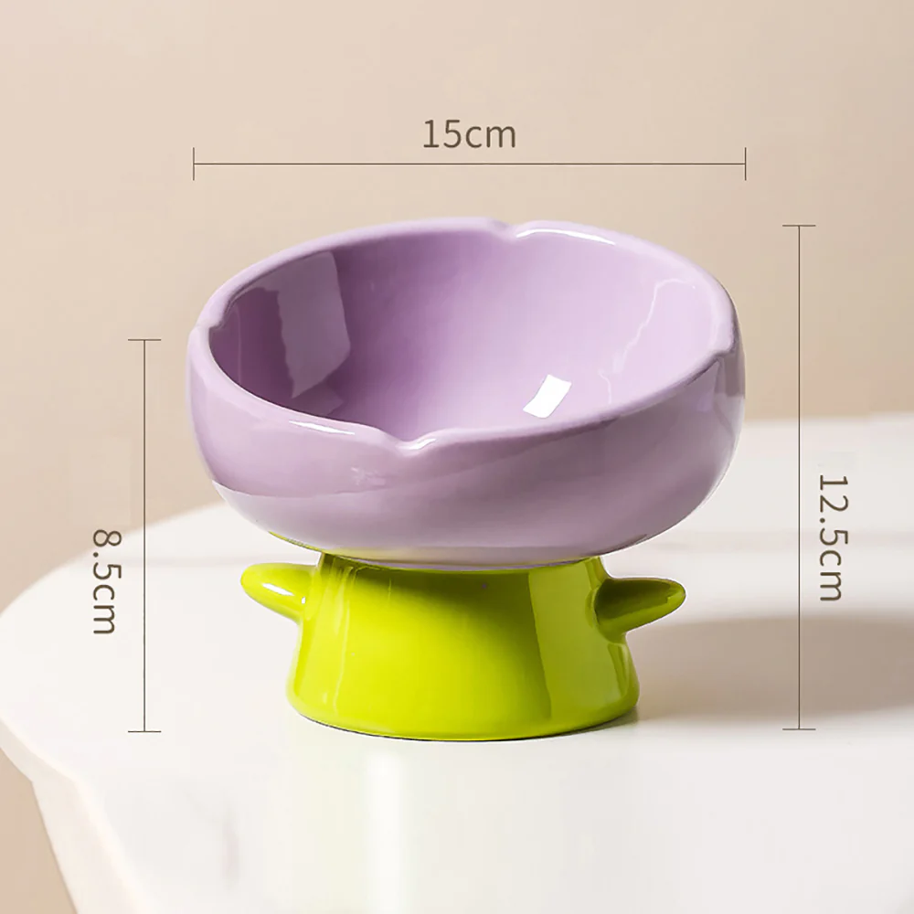 Beveled Ceramic Petal Pet Bowl 220ml - Image 6