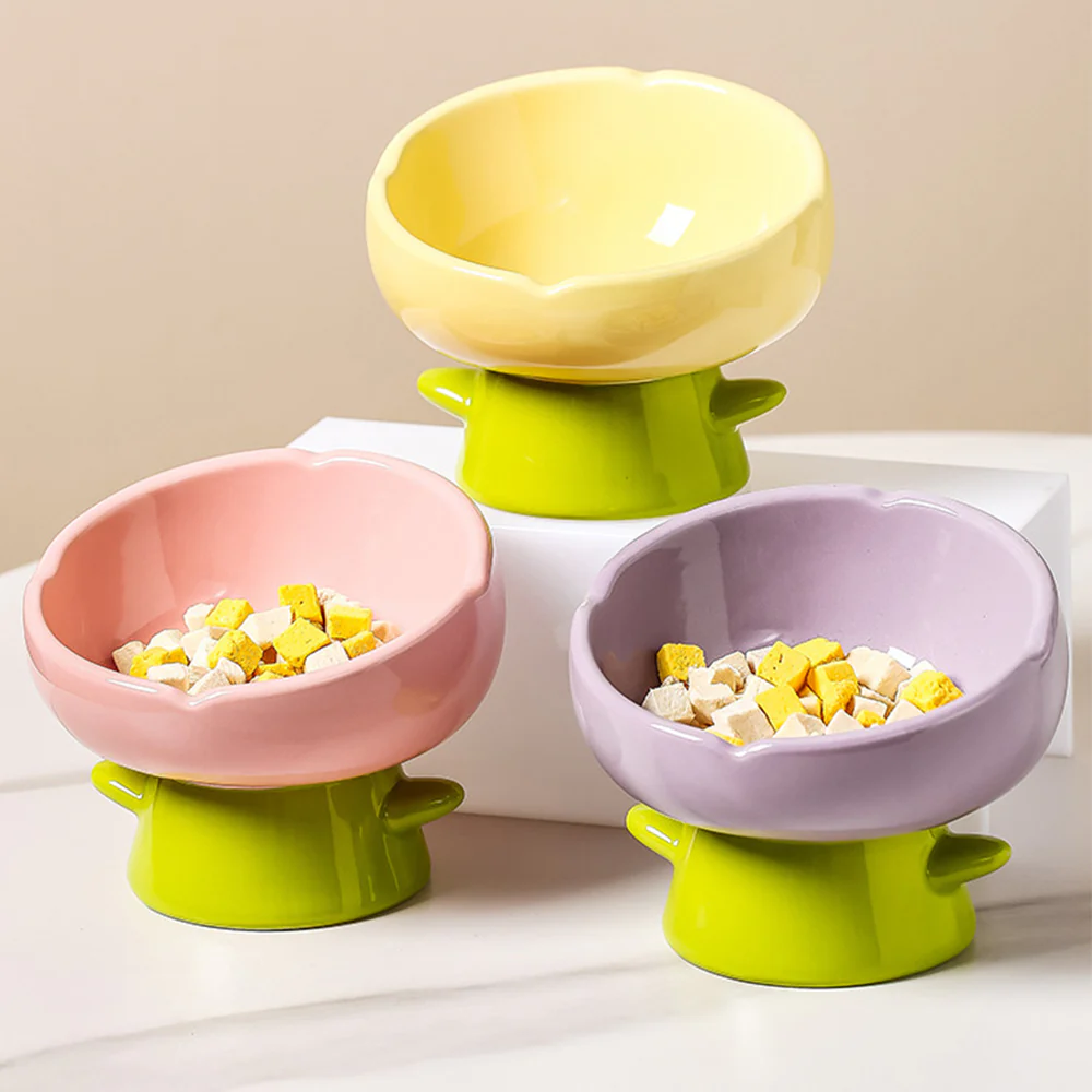 Beveled Ceramic Petal Pet Bowl 220ml - Image 7