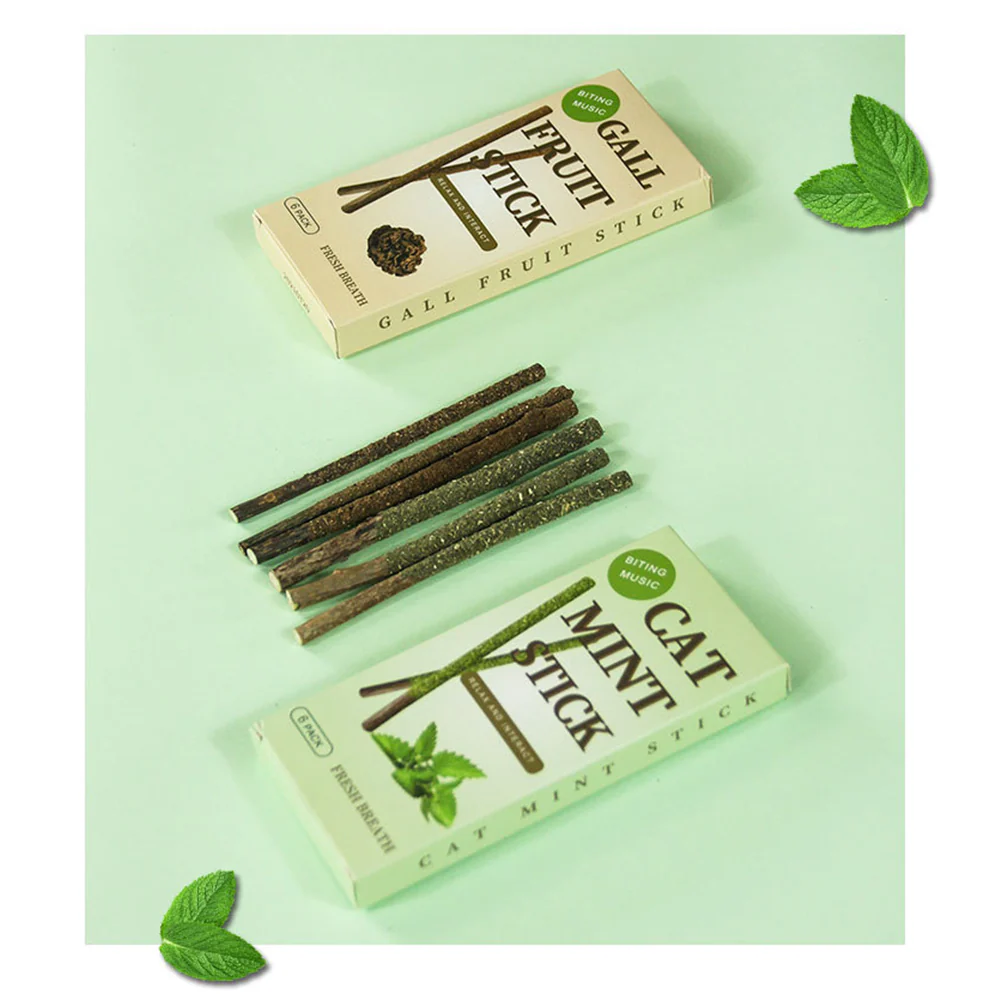 BITING MUSIC Green Polygonum Catnip Cat Mint Stick 6 Pack - Image 6