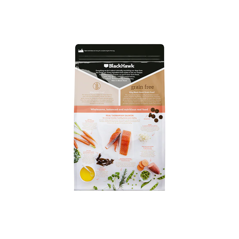 BLACK HAWK Grain Free Salmon Adult Dry Dog Food 15kg - Image 2