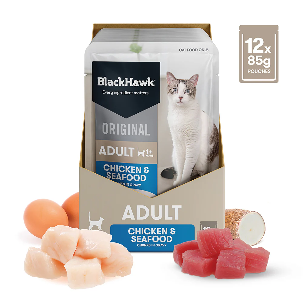 BLACK HAWK Original Chicken & Seafood in Gravy Adult Wet Cat Food - Image 8