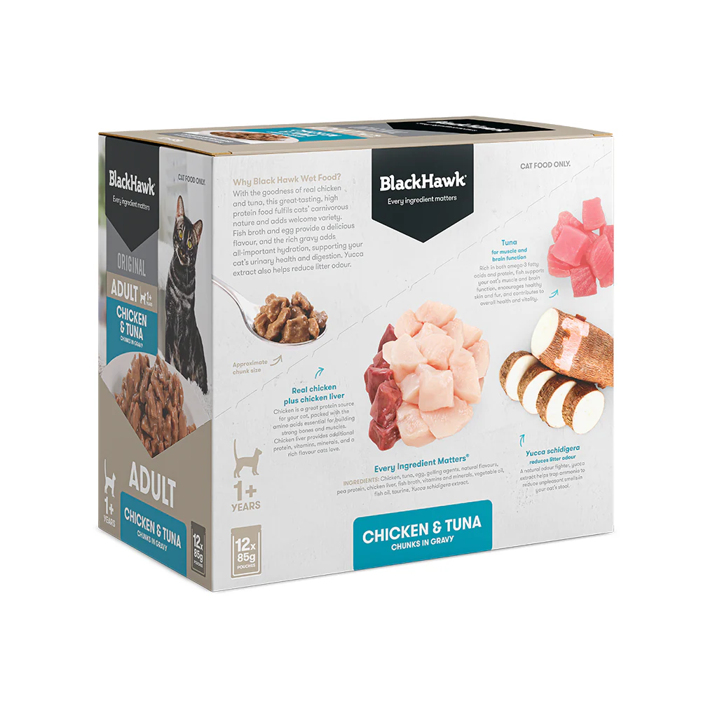 BLACK HAWK Original Chicken & Tuna in Gravy Adult Wet Cat Food - Image 5