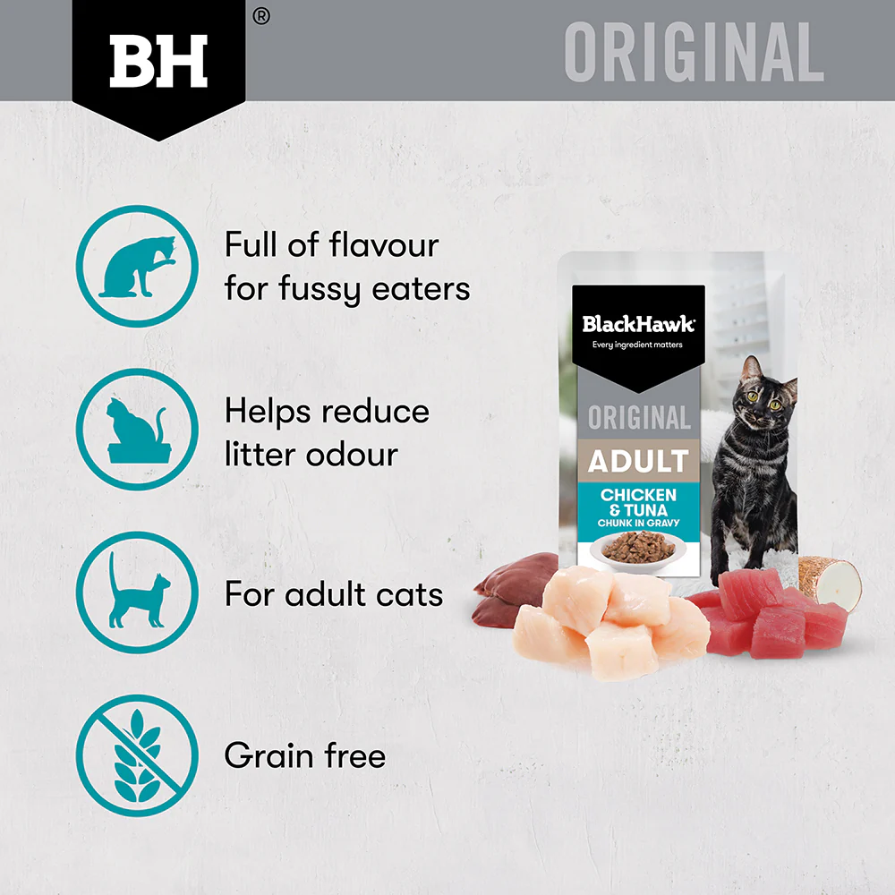 BLACK HAWK Original Chicken & Tuna in Gravy Adult Wet Cat Food - Image 6