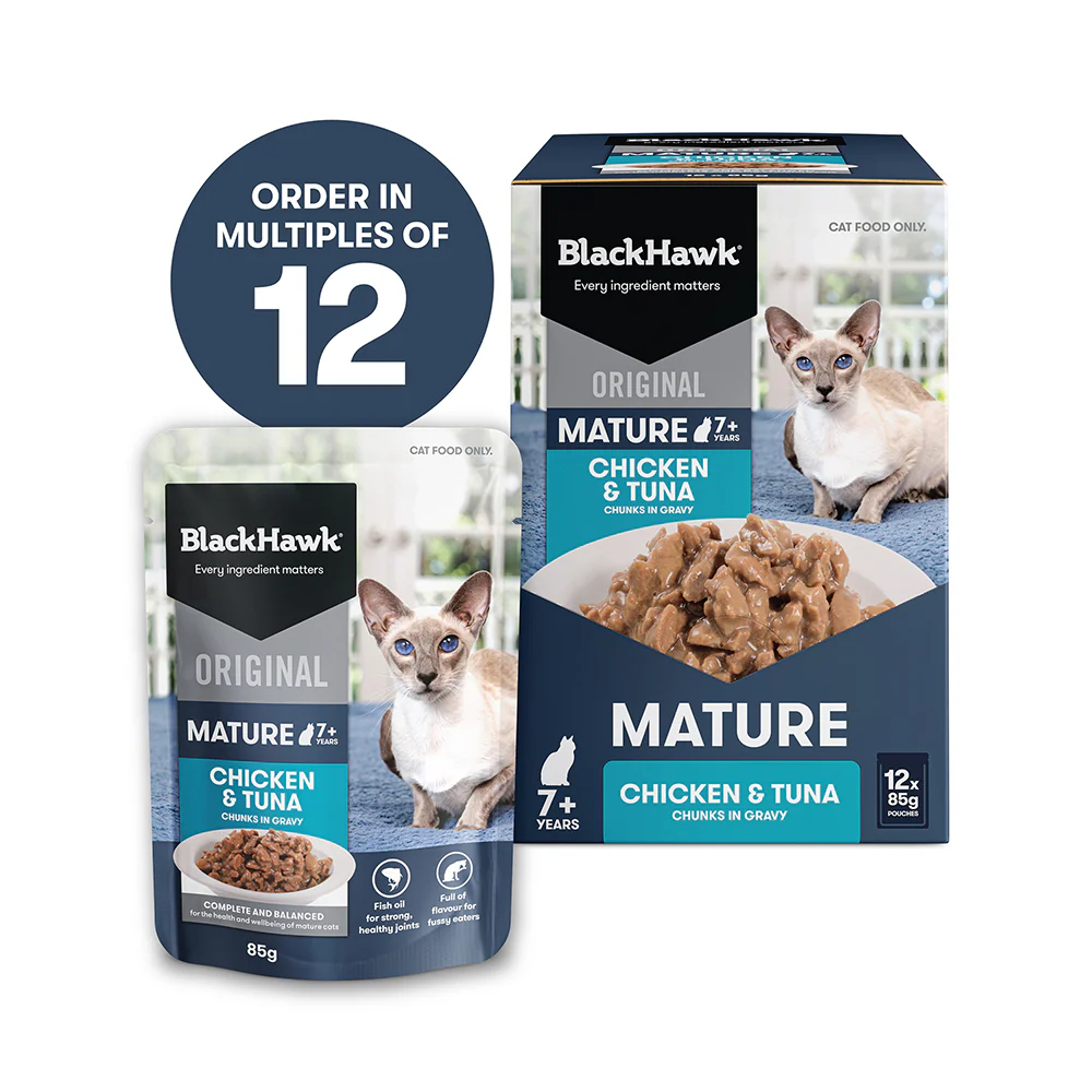 BLACK HAWK Original Chicken & Tuna in Gravy Mature 7+ Wet Cat Food - Image 11