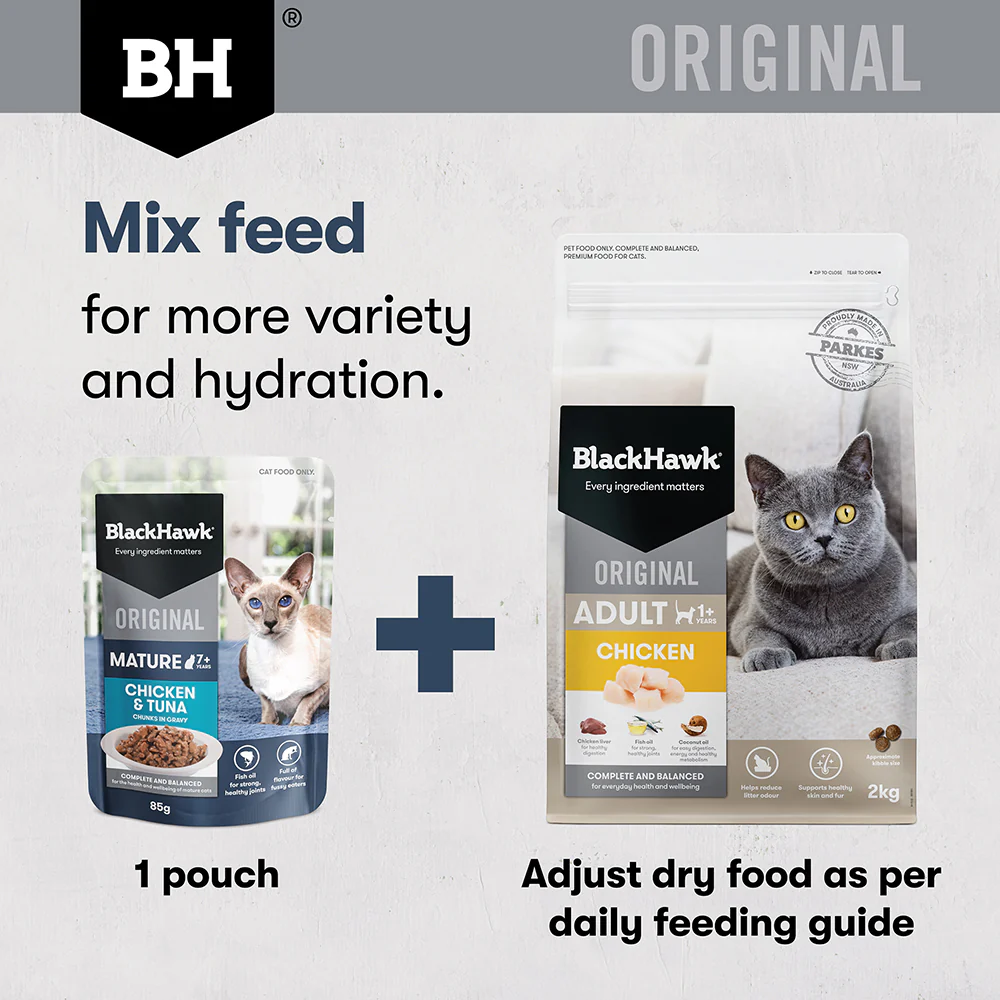 BLACK HAWK Original Chicken & Tuna in Gravy Mature 7+ Wet Cat Food - Image 12