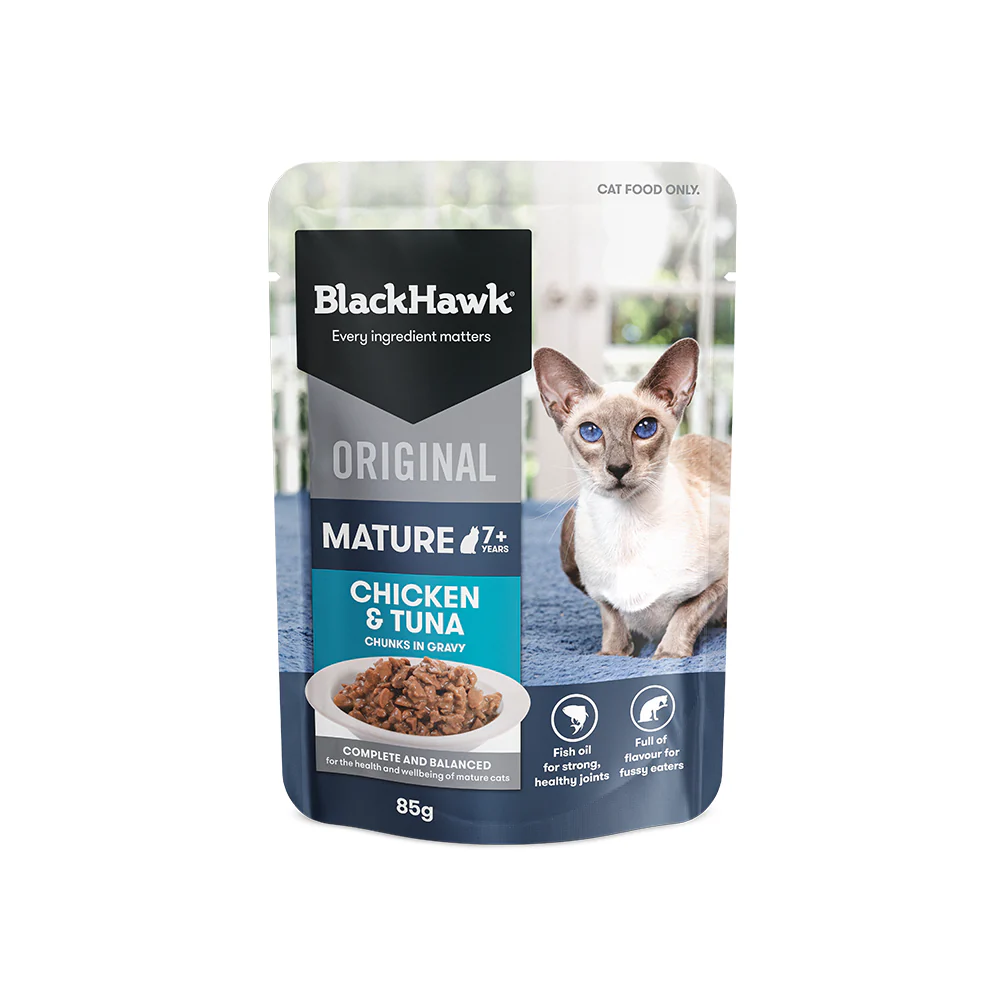 BLACK HAWK Original Chicken & Tuna in Gravy Mature 7+ Wet Cat Food - Image 3