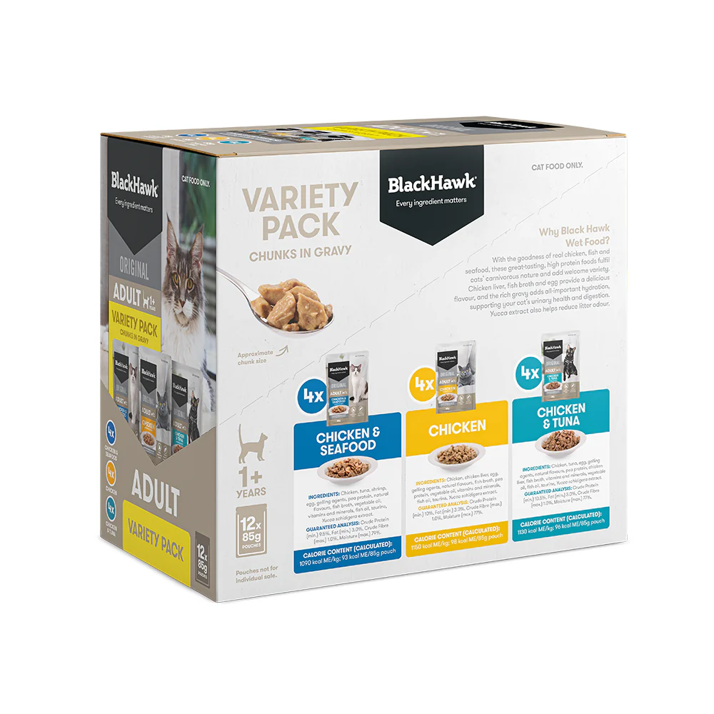 BLACK HAWK Original Variety Pack Adult Wet Cat Food 85g x 12 - Image 3