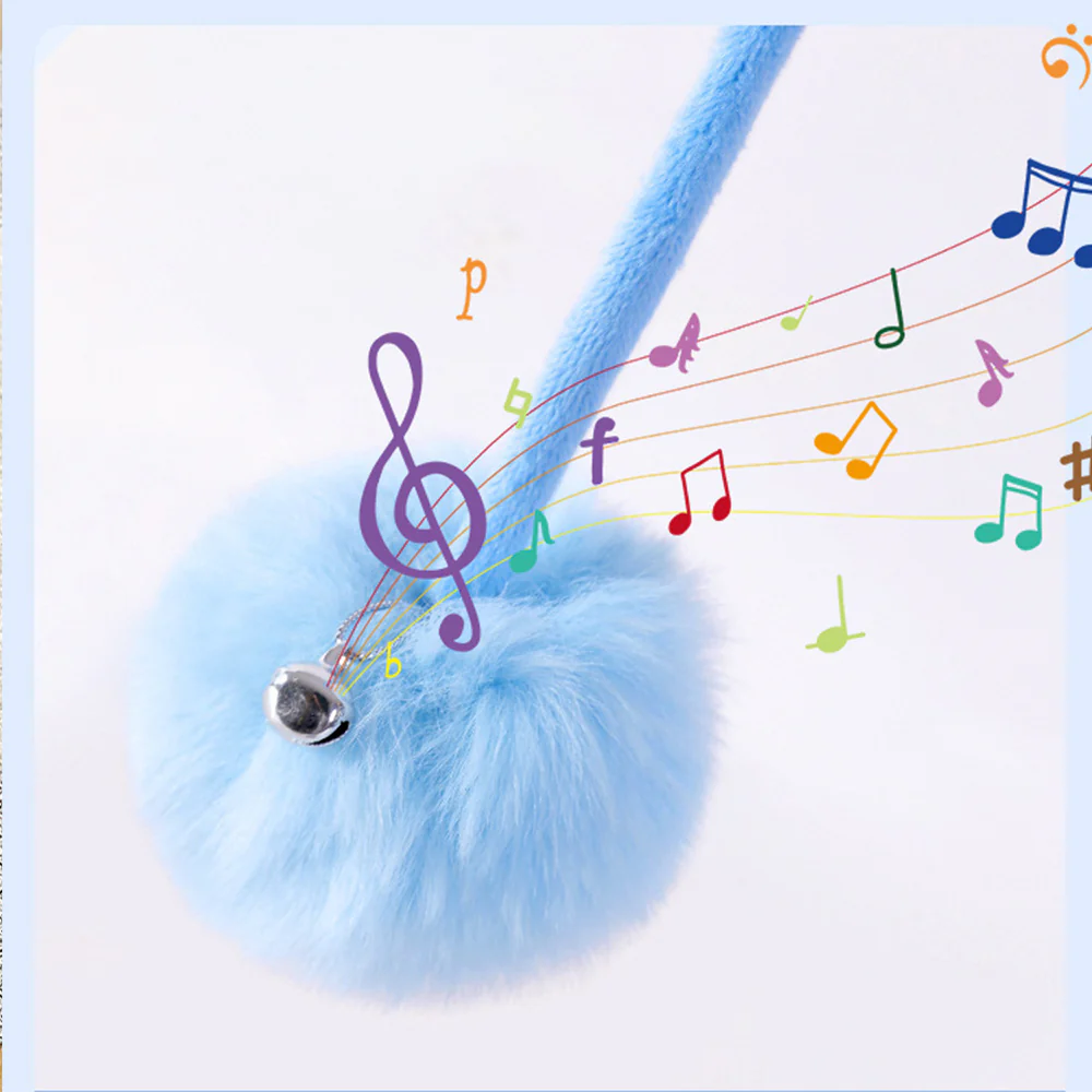 Blue Plush Spring Ball Hanging Stretchable Cat Toy - Image 3