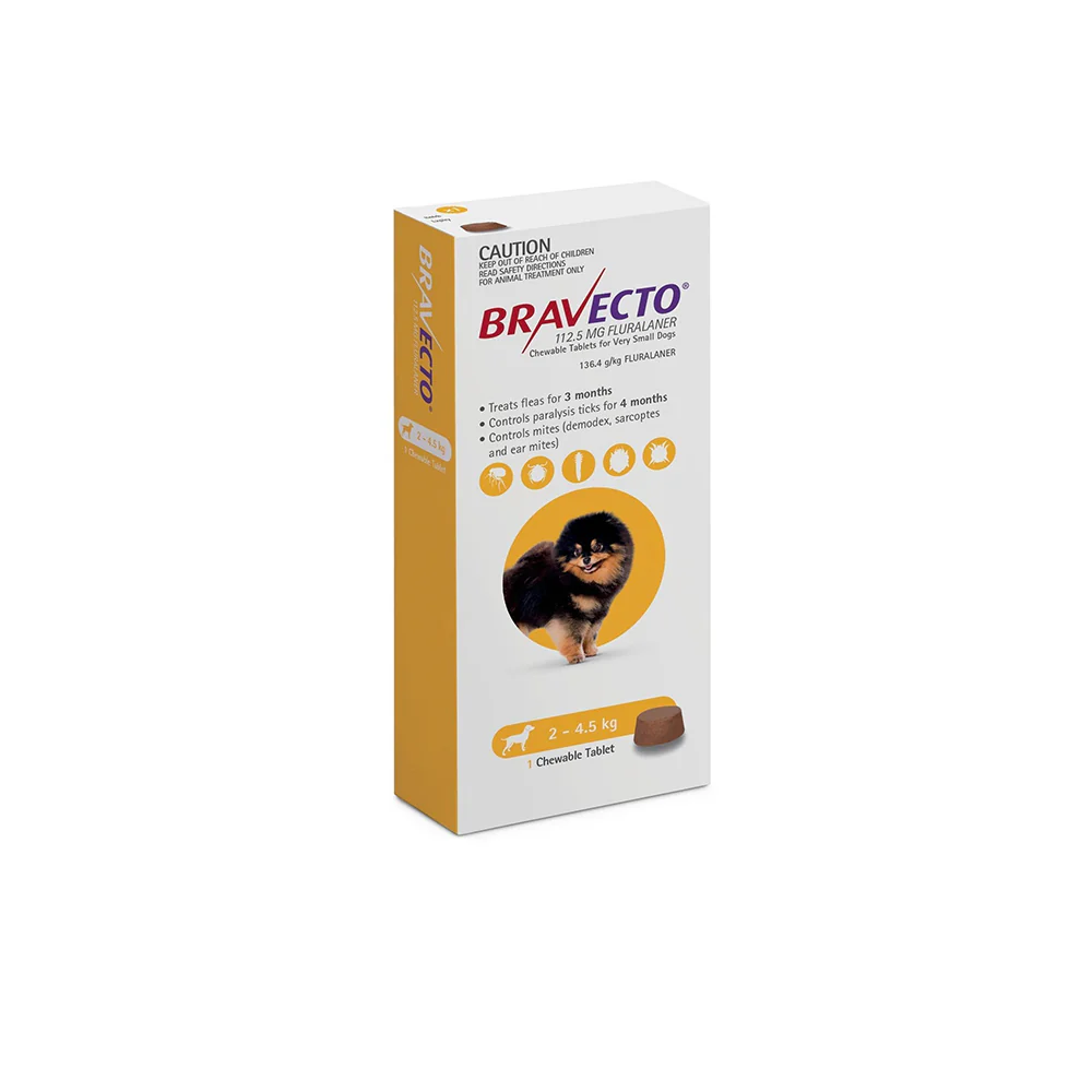 BRAVECTO Fleas & Ticks Management for very small dogs (2-4.5kg) 1 chew - Image 2