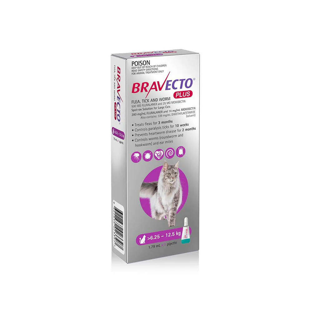BRAVECTO Plus For Large Cats 6.25-12.5kg 1 pipette