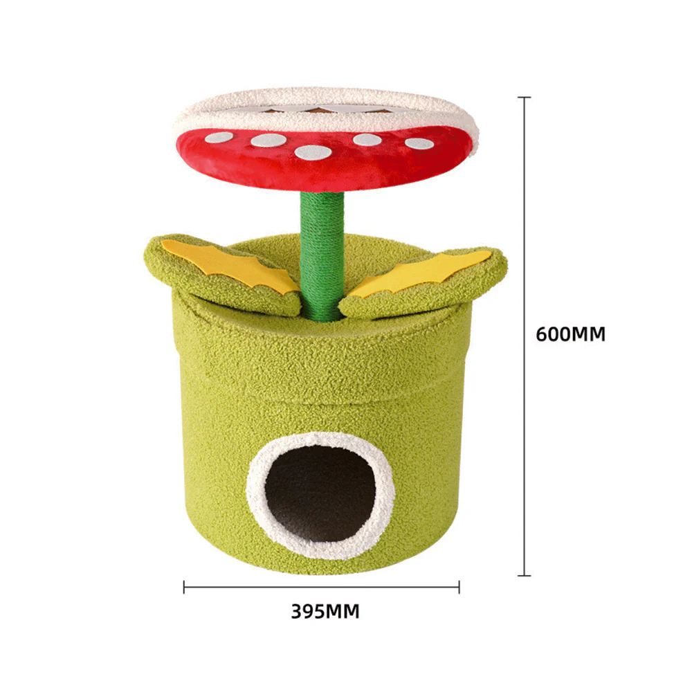 Bucket Cat House With Red Flower Cat Tree - Image 2