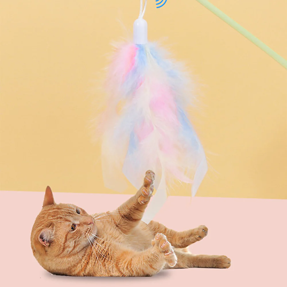Cactus Long Pole Feather Cat Teaser Green - Image 2
