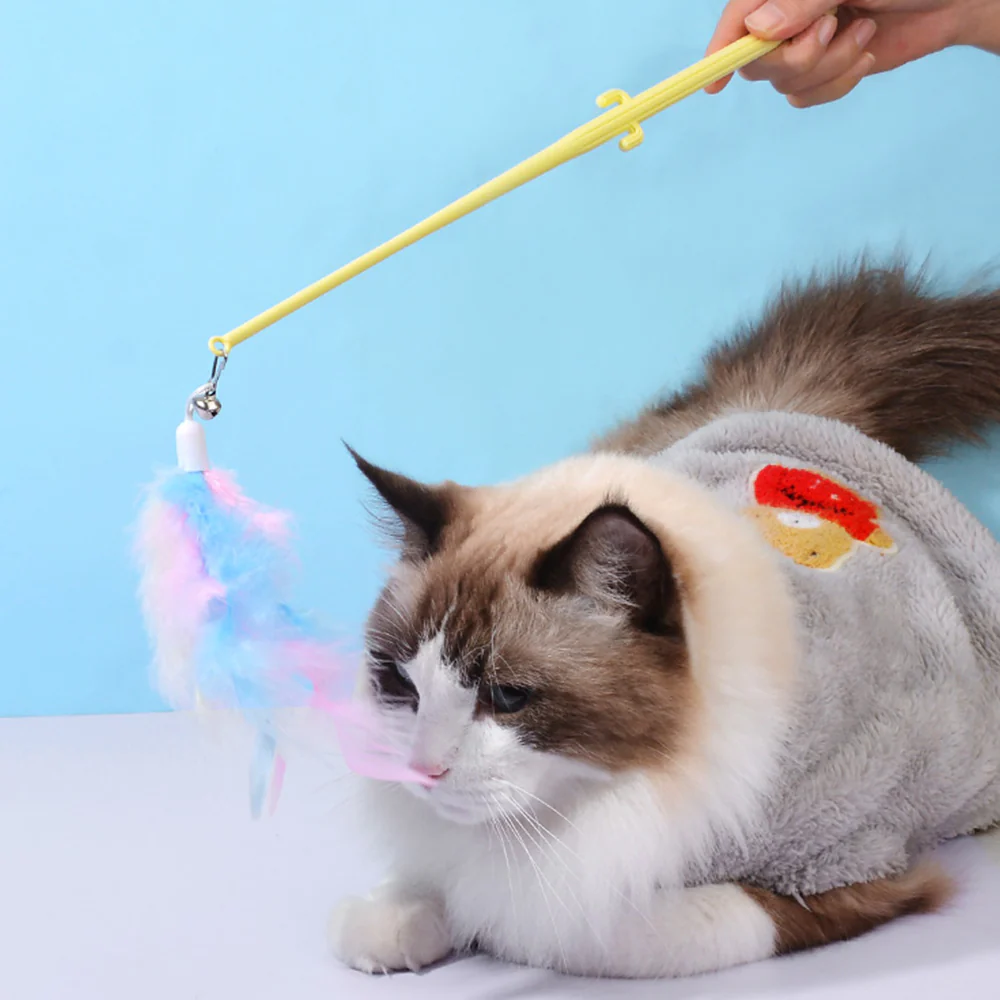 Cactus Long Pole Feather Cat Teaser Yellow - Image 3