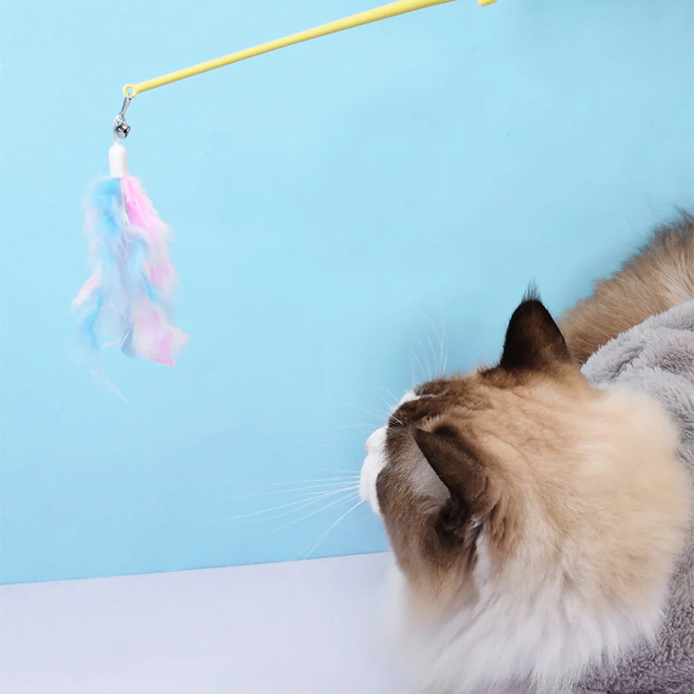 Cactus Long Pole Feather Cat Teaser Yellow - Image 4