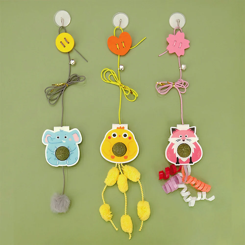 Cartoon Animals With Elastic Swing & Catnip Ball Cat Toy - Image 3