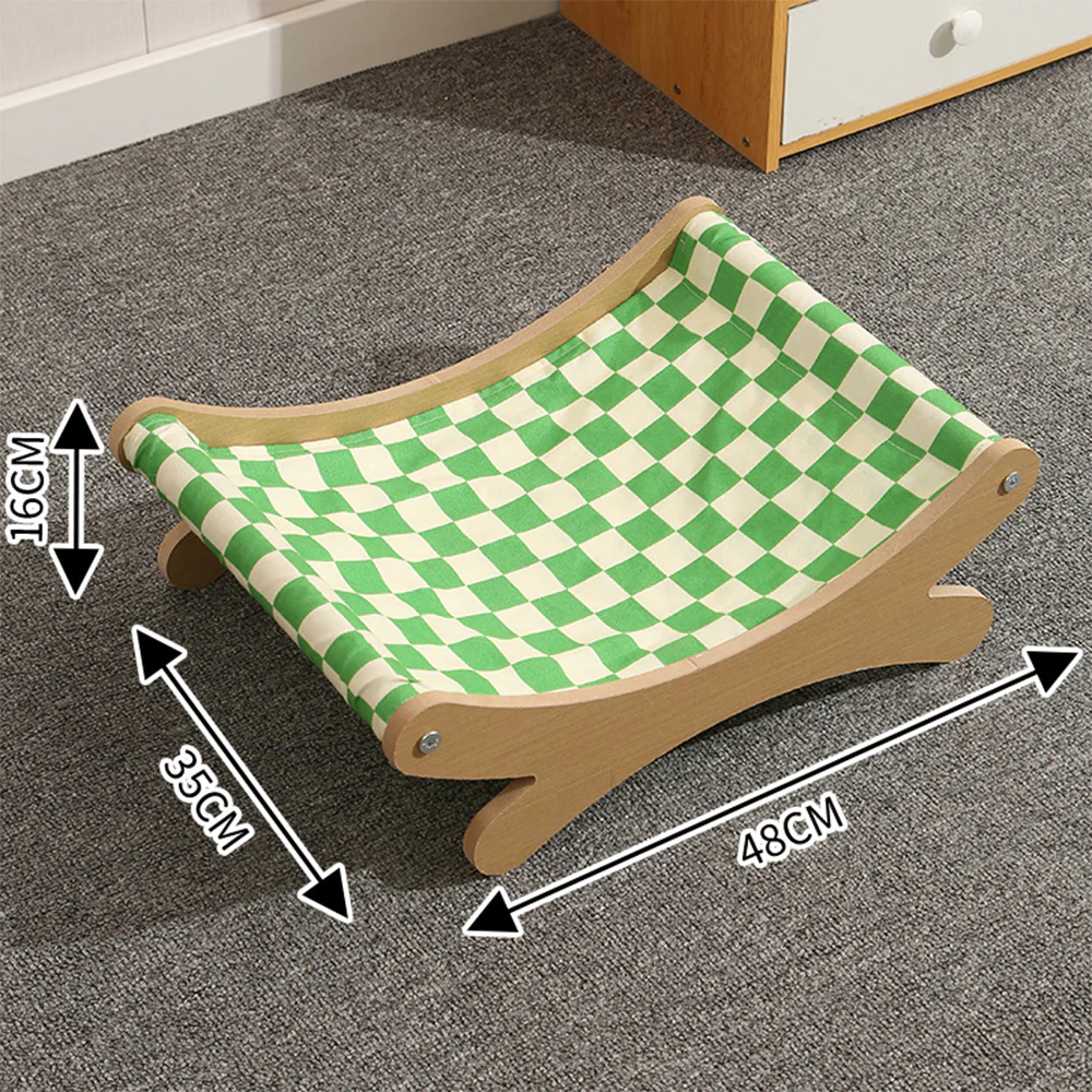 Cat Hammock Bed Wooden Frame Rocking - Image 2