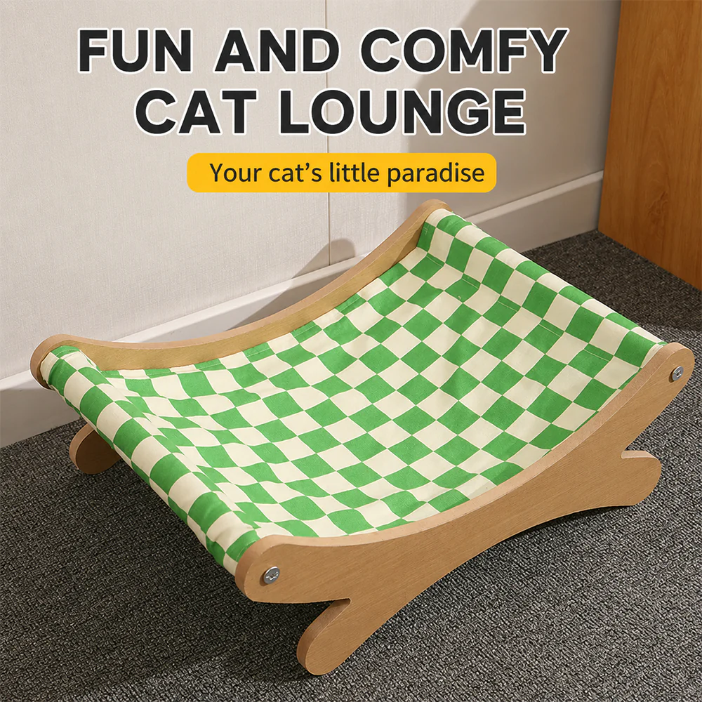 Cat Hammock Bed Wooden Frame Rocking - Image 7