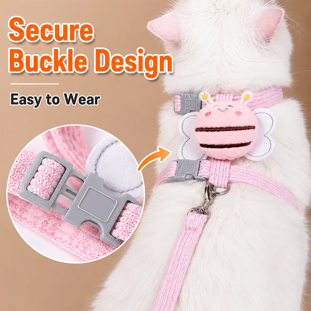Cat Harness & Leash Set – Escape-Proof Adjustable Design | Yellow & Pink - Image 10