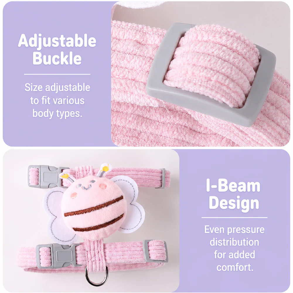 Cat Harness & Leash Set – Escape-Proof Adjustable Design | Yellow & Pink - Image 4