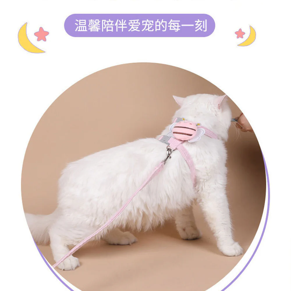 Cat Harness & Leash Set – Escape-Proof Adjustable Design | Yellow & Pink - Image 9