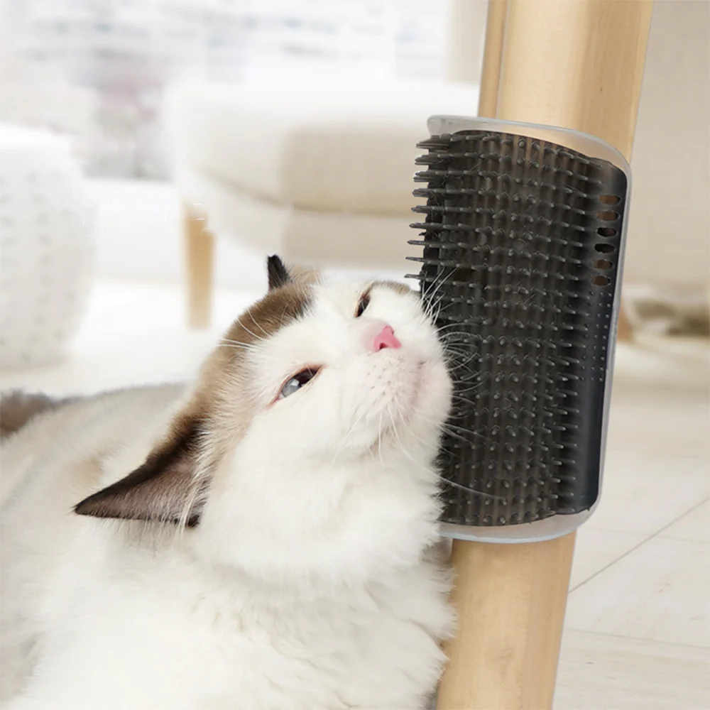 Cat Self GroomerWall Corner Massage Comb Grooming Brush - Grey - Image 2