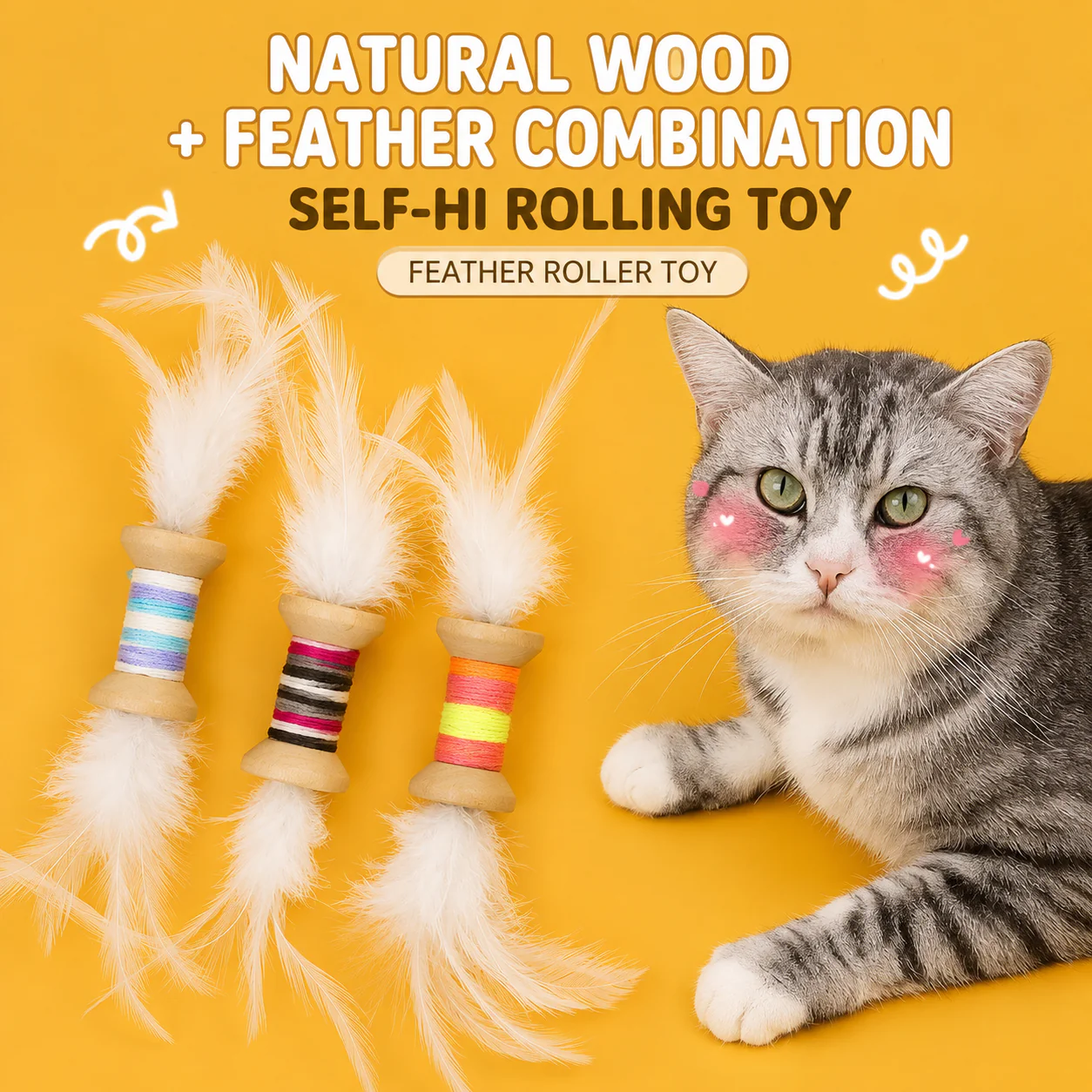 Cat Toy Feather Roller Interactive Self Play Toy - Image 3