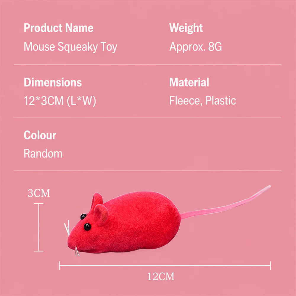 Cat Toy Mouse – Realistic Furry Squeaky Interactive Toy (1pc, Random Color) - Image 2