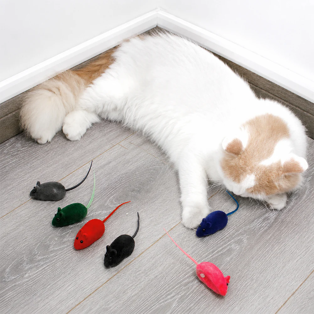 Cat Toy Mouse – Realistic Furry Squeaky Interactive Toy (1pc, Random Color) - Image 7