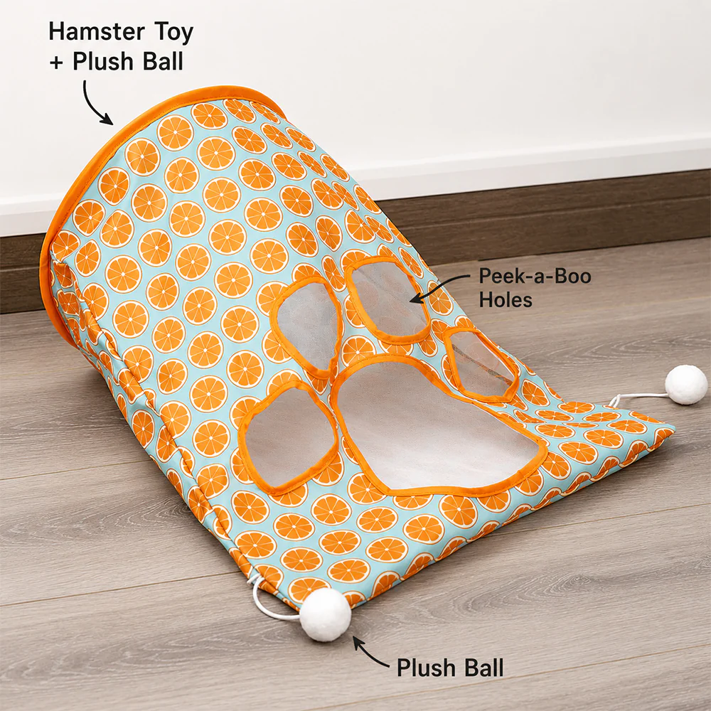 Cat Tunnel Toy – Foldable Crinkle Interactive Multi-Hole Play Tunnel - Image 3