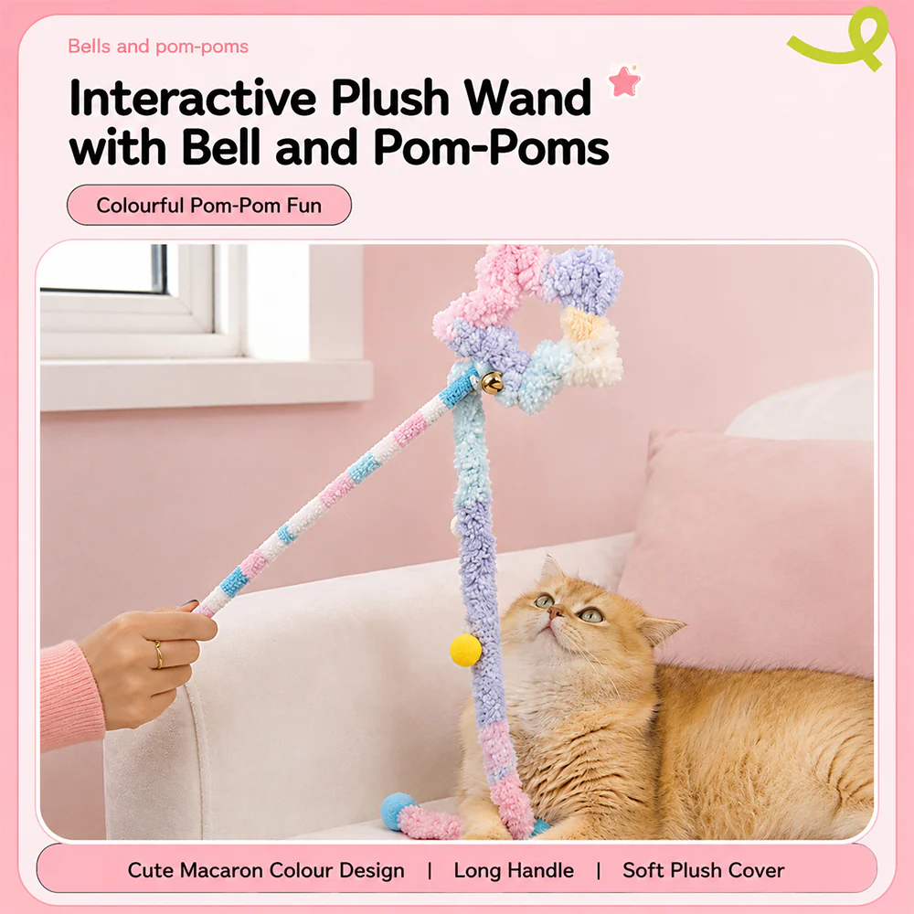 Cat Wand Toy â Interactive Feather Teaser with Replaceable Heads - Image 4