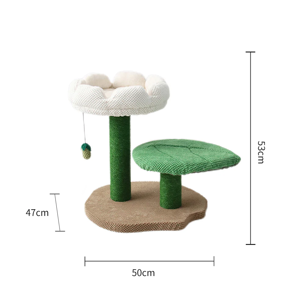 CATIO 2 Level White Camellia Flower Cat Scratching Tree - Image 2