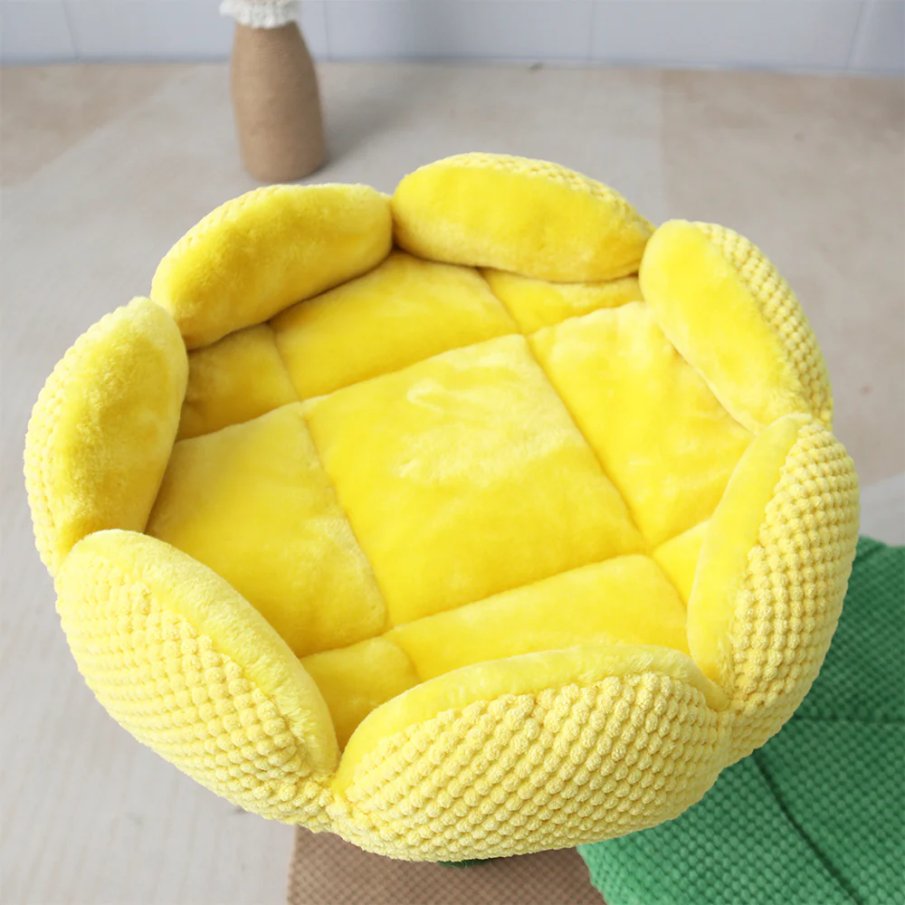 CATIO 2 Level Yellow Camellia Flower Cat Scratching Tree - Image 10